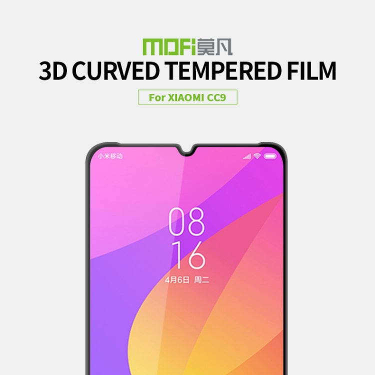 MOFI 9H 3D Explosion-proof Curved Screen Tempered Glass Film for Xiaomi Mi CC9(Black) -  by MOFI | Online Shopping South Africa | PMC Jewellery