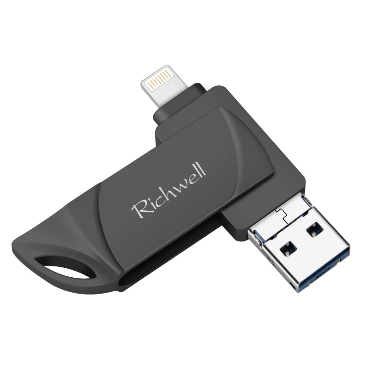 Richwell DXZ65 USB Flash Disk 32G 3 in 1 Micro USB + 8 Pin + USB 3.0 Compatible IPhone & IOS(Black) - free shipping - PMC Jewellery - Order now!