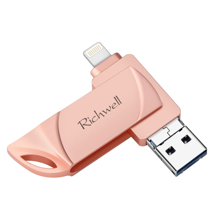Richwell DXZ66 USB Flash Disk 16G 3 in 1 Micro USB + 8 Pin + USB 3.0 Compatible IPhone & IOS(Rose Gold) - free shipping - PMC Jewellery - Order now!