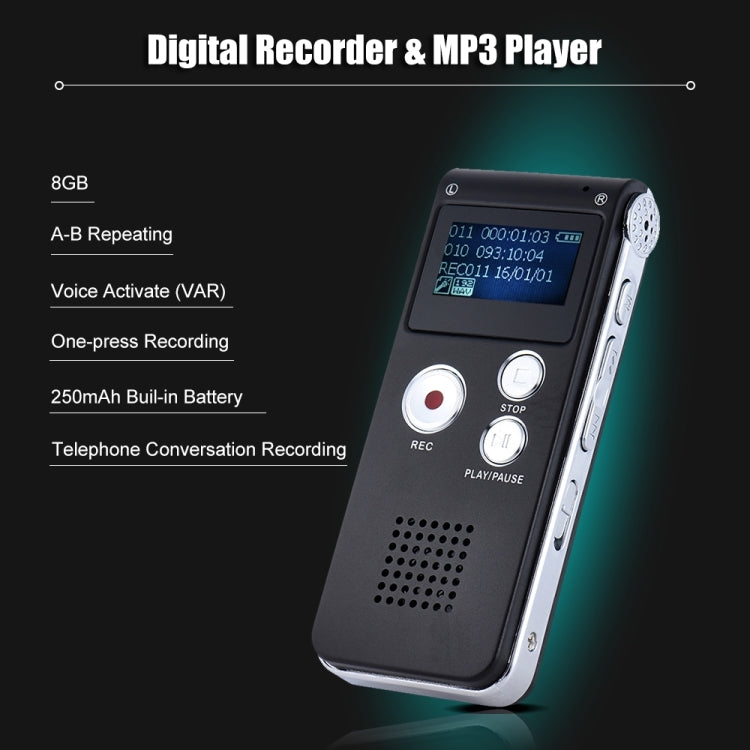 SK-012 8GB Voice Recorder USB Professional Dictaphone  Digital Audio With WAV MP3 Player VAR   Function Record(Purple) - Other Style by PMC Jewellery | Online Shopping South Africa | PMC Jewellery | Buy Now Pay Later Mobicred