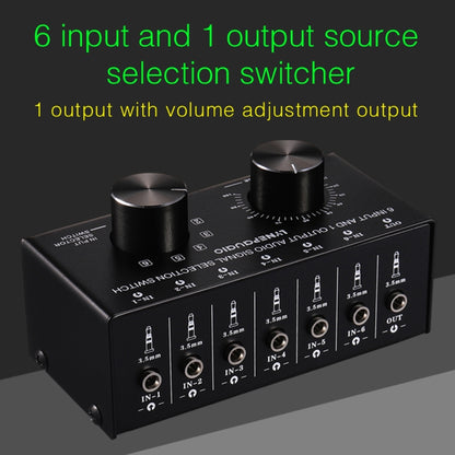 B017 6 Input 1 Output Audio Signal Selection Switcher Output Volume Adjustment Control 3.5mm Interface -  by PMC Jewellery | Online Shopping South Africa | PMC Jewellery | Buy Now Pay Later Mobicred