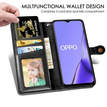 For OPPO A5 2020 / A9 2020 Retro Solid Color Leather Buckle Phone Case with Lanyard & Photo Frame & Card Slot & Wallet & Stand Function(Red) - OPPO Cases by PMC Jewellery | Online Shopping South Africa | PMC Jewellery | Buy Now Pay Later Mobicred