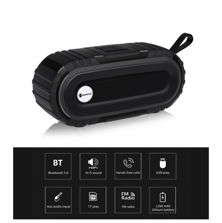 New Rixing NR5016 Wireless Portable Bluetooth Speaker Stereo Sound 10W System Music Subwoofer Column, Support TF Card, FM(Black) - Desktop Speaker by NewRixing | Online Shopping South Africa | PMC Jewellery | Buy Now Pay Later Mobicred