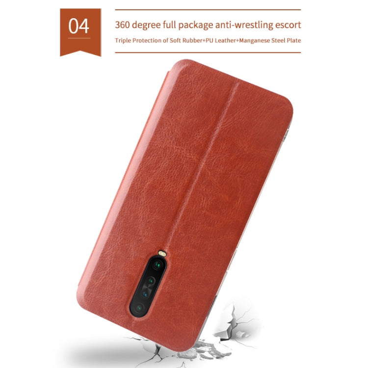 For Xiaomi RedMi K30 MOFI Rui Series Classical Leather Flip Leather Case With Bracket Embedded Steel Plate All-inclusive(Brown) - Xiaomi Cases by MOFI | Online Shopping South Africa | PMC Jewellery