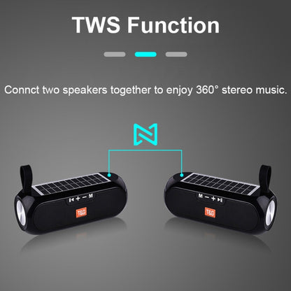 T&G TG182 Portable Column Wireless Stereo Music Box Solar Power waterproof USB AUX FM radio super bass(Black) - Desktop Speaker by T&G | Online Shopping South Africa | PMC Jewellery | Buy Now Pay Later Mobicred