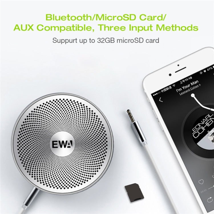 EWA A3 Mini Speakers 8W 3D Stereo Music Surround Wireless Bluetooth Speakers  Portable  Sound Bass Support TF Cards USB(Gray) - Desktop Speaker by EWA | Online Shopping South Africa | PMC Jewellery | Buy Now Pay Later Mobicred