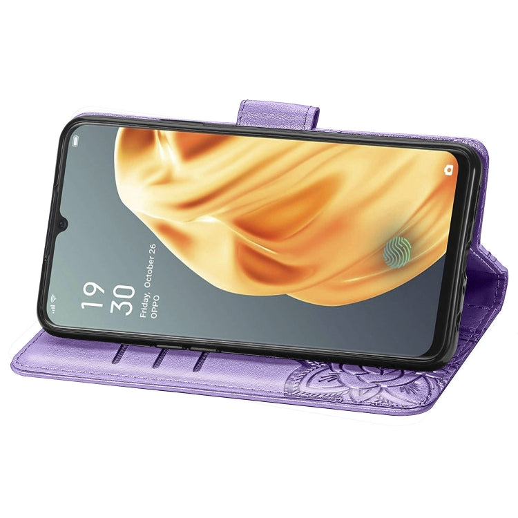 For OPPO F15/A91 Butterfly Love Flower Embossed Horizontal Flip Leather Case with Bracket / Card Slot / Wallet / Lanyard(Light Purple) - OPPO Cases by PMC Jewellery | Online Shopping South Africa | PMC Jewellery