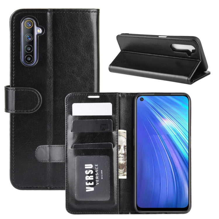 For OPPO Realme 6 R64 Texture Single Horizontal Flip Protective Case with Holder & Card Slots & Wallet& Photo Frame(Black) - Realme Cases by PMC Jewellery | Online Shopping South Africa | PMC Jewellery | Buy Now Pay Later Mobicred