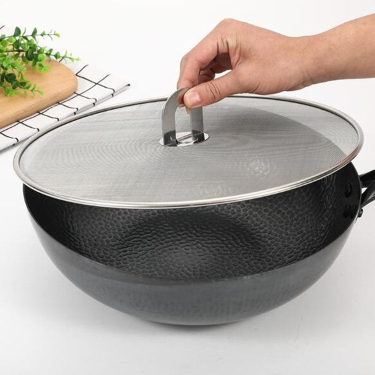 Stainless Steel Oil Proof Cover Fried Oil Splash Proof Net Cover Pizza Tray Kitchen Gadget, Size:33cm(Stainless steel) - Gadgets by PMC Jewellery | Online Shopping South Africa | PMC Jewellery | Buy Now Pay Later Mobicred