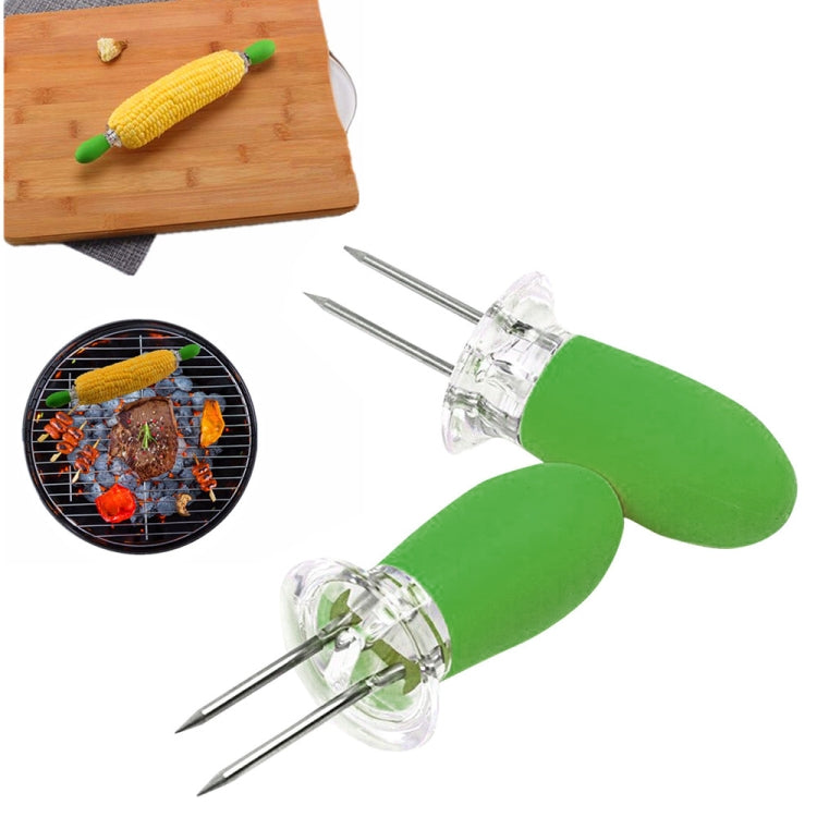 5 Pairs Outdoor BBQ Stainless Steel Corn Fork Fruit Fork Corn Device(Green) - Gadgets by PMC Jewellery | Online Shopping South Africa | PMC Jewellery | Buy Now Pay Later Mobicred