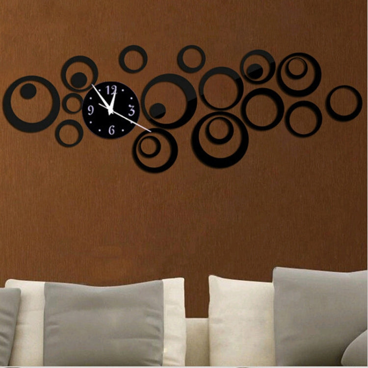Wall Clock 3D Three-dimensional Acrylic Fashion Mirror Wall Stickers Clock DIY Circle Combination Decorative Clock(Black) - free shipping - PMc TechLife - Order now!