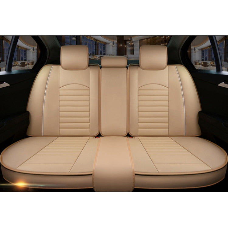 Universal PU Leather Car Seat Cover Beige Deluxe - Seat Accessories by PMC Jewellery | Online Shopping South Africa | PMC Jewellery | Buy Now Pay Later Mobicred