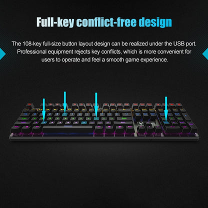 Rapoo V700S 104 Keys Mixed Color Backlight USB Wired Game Computer Without Punching Mechanical Keyboard(Black Shaft) - Wired Keyboard by Rapoo | Online Shopping South Africa | PMC Jewellery | Buy Now Pay Later Mobicred