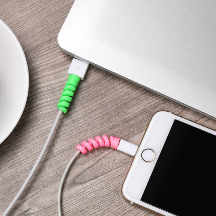 4pcs Spiral Style Silicone Data Cable Protective Cover Anti-wire Break Winder(Pink) - Cable Organizer by PMC Jewellery | Online Shopping South Africa | PMC Jewellery | Buy Now Pay Later Mobicred