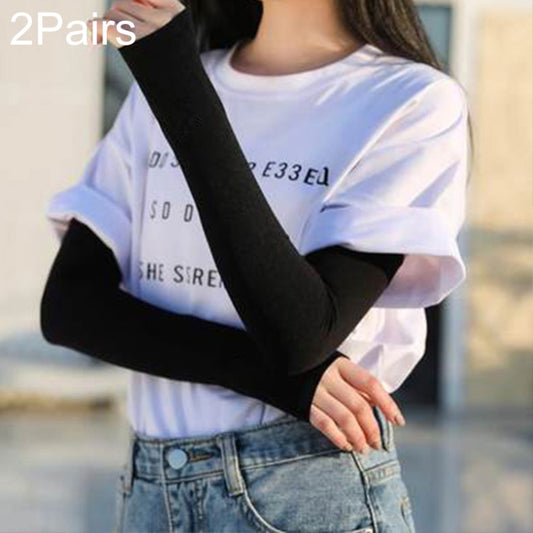 2 Pairs Long Ice Silk Sunscreen Sleeves Cycling Driving Outdoor UV Arm Oversleeve,  Length: 38cm(Black) - Sports Safety by PMC Jewellery | Online Shopping South Africa | PMC Jewellery | Buy Now Pay Later Mobicred