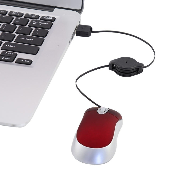 Mini Computer Mouse Retractable USB Cable Optical Ergonomic1600 DPI Portable Small Mice for Laptop(Silver) - free shipping - PMc TechLife - Order now!