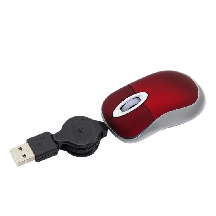 Mini Computer Mouse Retractable USB Cable Optical Ergonomic1600 DPI Portable Small Mice for Laptop(Red) - free shipping - PMc TechLife - Order now!