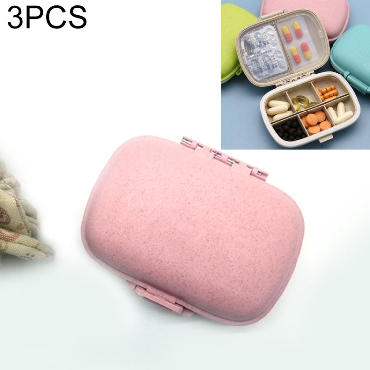 3 PCS 8-Grid Double-layer Portable Mini Straw Pill Storage Box(Wheat Pink) - free shipping - PMC TechLife - Order now!