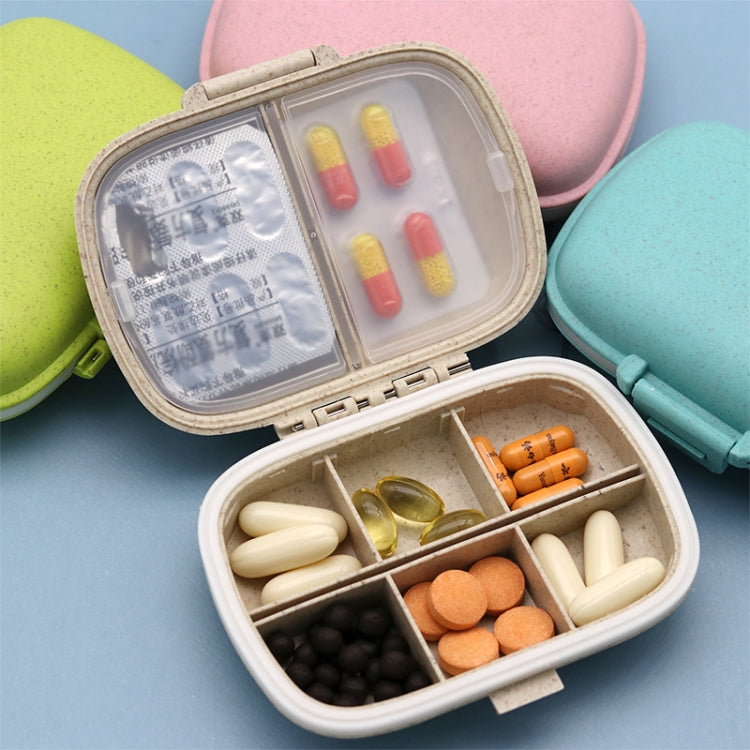 3 PCS 8-Grid Double-layer Portable Mini Straw Pill Storage Box(Wheat Pink) - free shipping - PMC TechLife - Order now!