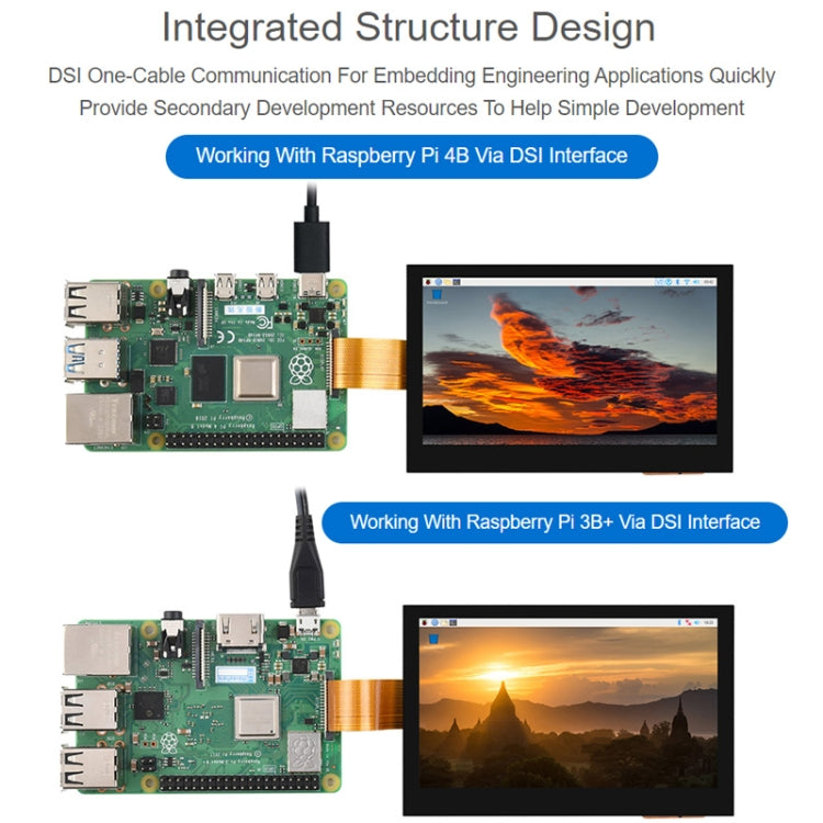Waveshare 4.3 Inch DSI Display 800��480 Pixel IPS Display Panel, Style:Touch Display - LCD & LED Display Module by Waveshare | Online Shopping South Africa | PMC TechLife | Buy Now Pay Later Mobicred