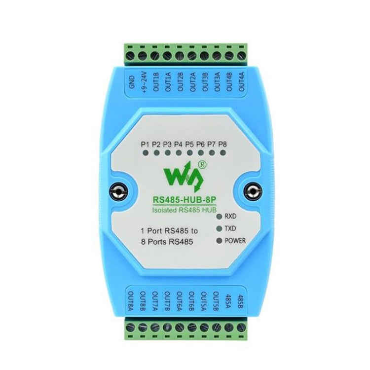 Waveshare RS485-HUB-8P Industrial-grade Isolated 8-ch RS485 Hub, Rail-mount Support, Wide Baud Rate Range - Transmitters & Receivers Module by Waveshare | Online Shopping South Africa | PMC Jewellery | Buy Now Pay Later Mobicred