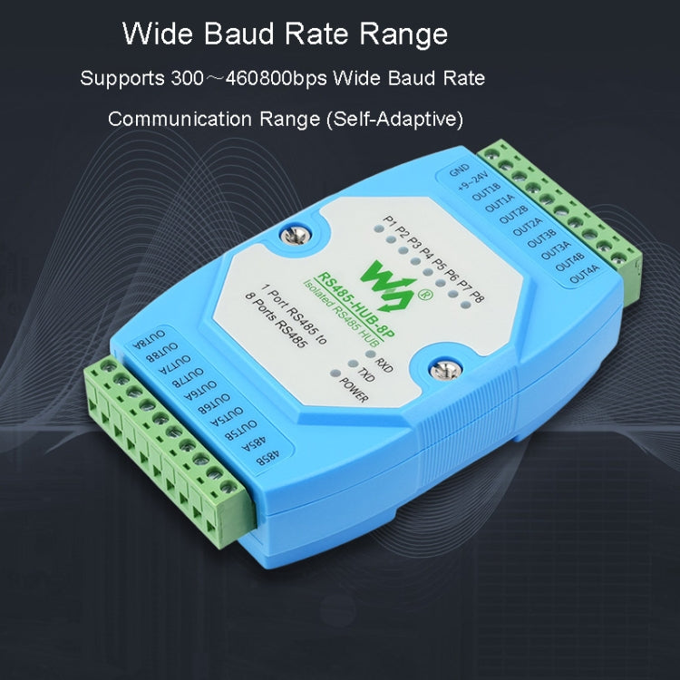 Waveshare RS485-HUB-8P Industrial-grade Isolated 8-ch RS485 Hub, Rail-mount Support, Wide Baud Rate Range - free shipping - PMC Jewellery - Order now!
