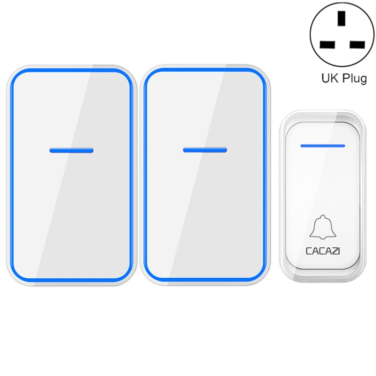 CACAZI A68-2 One to Two Wireless Remote Control Electronic Doorbell Home Smart Digital Wireless Doorbell, Style:UK Plug(White) - Wireless Doorbell by CACAZI | Online Shopping South Africa | PMC TechLife | Buy Now Pay Later Mobicred