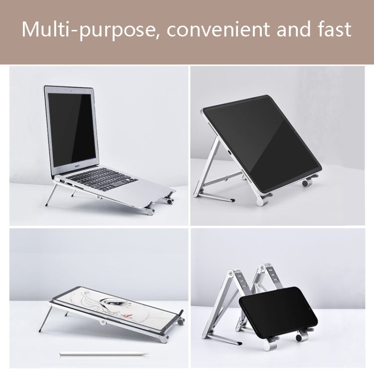 Oatsbasf 03040 Metal Mini Notebook Stand Aluminum Alloy Computer Cooling Folding Bracket(Grey) - Laptop Stand by Oatsbasf | Online Shopping South Africa | PMC Jewellery | Buy Now Pay Later Mobicred