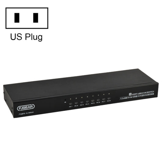 FJGEAR FJ-810UK 8 In 1 Out USB KVM Switcher With Desktop Switch, Plug Type:US Plug(Black) - Converter by FJGEAR | Online Shopping South Africa | PMC Jewellery | Buy Now Pay Later Mobicred