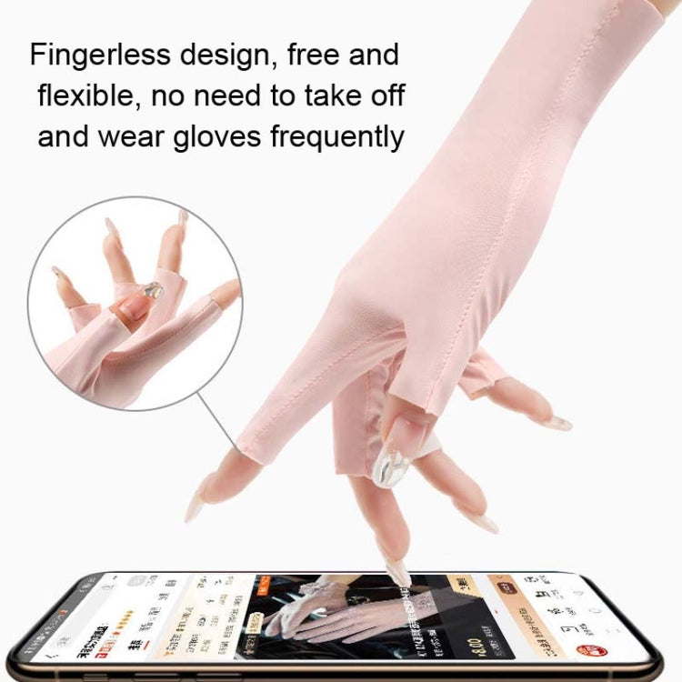 Ladies Sunscreen Gloves Half Finger Ice Silk Gloves,Style: Linked Finger(Pink) - Safety Gloves by PMC TechLife | Online Shopping South Africa | PMC TechLife | Buy Now Pay Later Mobicred