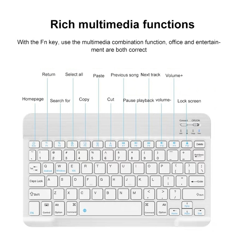 YS-001 9.7-10.1 Inch Tablets Phones Universal Mini Wireless Bluetooth Keyboard, Style:Only Keypad(White) - Universal Keyboard by PMC Jewellery | Online Shopping South Africa | PMC Jewellery