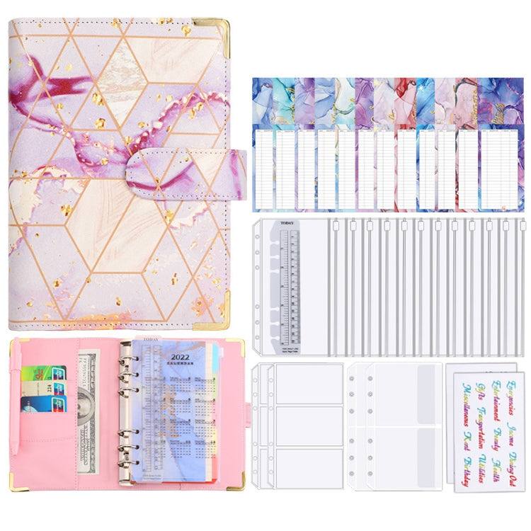 A6 Loose-leaf Notebook Budget Book Marbled Handbook,Style: Basic Model(Purple) - Notebooks by PMc TechLife | Online Shopping South Africa | PMc TechLife | Buy Now Pay Later Mobicred