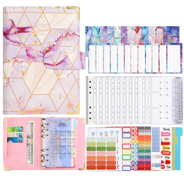 A6 Loose-leaf Notebook Budget Book Marbled Handbook,Style: Deluxe Model(Purple) - Notebooks by PMc TechLife | Online Shopping South Africa | PMc TechLife | Buy Now Pay Later Mobicred