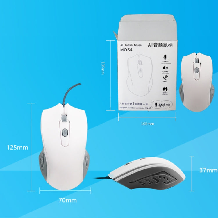 Pcsensor MOS4 4 Keys 2400DPI Game Intelligent Voice Recognition Input Mouse, Cable Length: 1.5m(Sound) - Wired Mice by Pcsensor | Online Shopping South Africa | PMC Jewellery | Buy Now Pay Later Mobicred