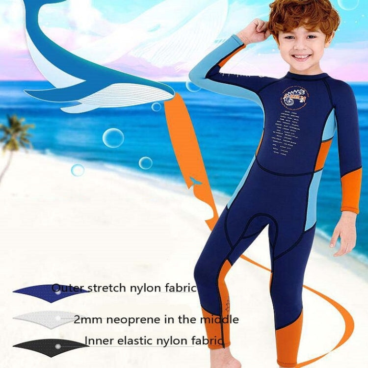 DIVE & SAIL M150501K Children Warm Swimsuit 2.5mm One-piece Wetsuit Long-sleeved Cold-proof Snorkeling Surfing Anti-jellyfish Suit, Size: XL(Navy) - Boy Clothing by DIVE & SAIL | Online Shopping South Africa | PMC Jewellery