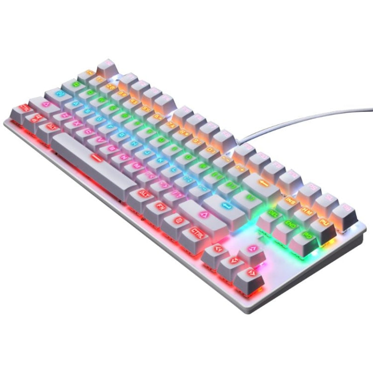 LEAVEN K550 87 Keys Green Shaft Gaming Athletic Office Notebook Punk Mechanical Keyboard, Cable Length: 1.8m(White) - Wired Keyboard by PMC Jewellery | Online Shopping South Africa | PMC Jewellery | Buy Now Pay Later Mobicred