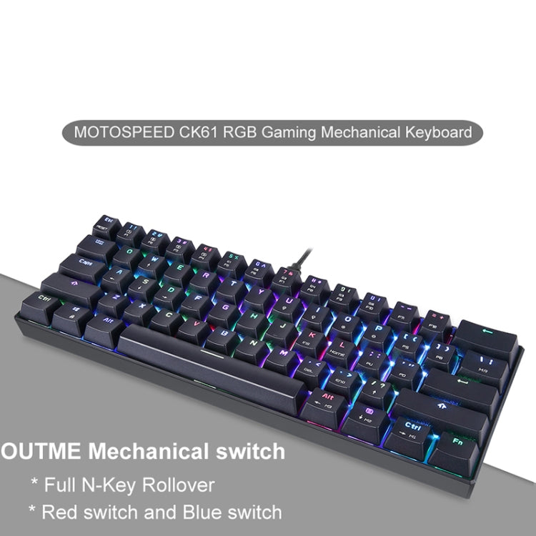 MOTOSPEED CK61 61 Keys  Wired Mechanical Keyboard RGB Backlight with 14 Lighting Effects, Cable Length: 1.5m, Colour: Red Shaft - Wired Keyboard by MOTOSPEED | Online Shopping South Africa | PMC Jewellery | Buy Now Pay Later Mobicred