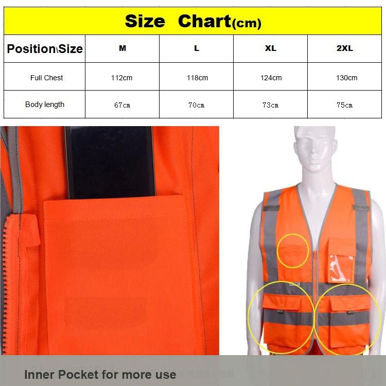 Multi-pockets Safety Vest Reflective Workwear Clothing, Size:L-Chest 118cm(Yellow) - free shipping - PMC Jewellery - Order now!