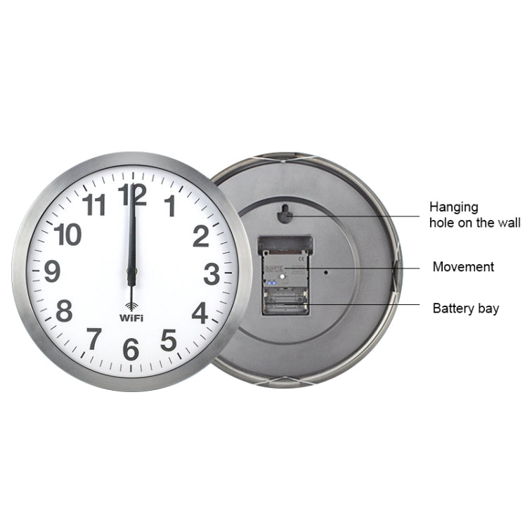 Smart Network Automatic Time Synchronization Wifi Wall Clock Modern Minimalist Silent Living Room Clock, Size:16 inch(Black) - Wall Clock by PMc TechLife | Online Shopping South Africa | PMc TechLife | Buy Now Pay Later Mobicred