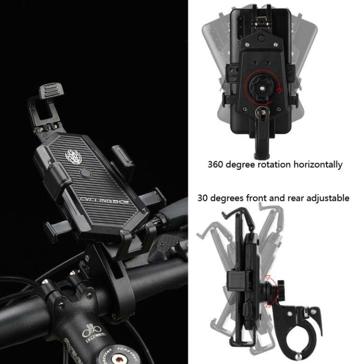 Bicycle Mobile Phone Holder Can Rotate And Adjust Fixed Aluminum Alloy Bracket Automatic Grab Bracket, Style:Handlebar Installation(Black) - Holders by PMC TechLife | Online Shopping South Africa | PMC TechLife | Buy Now Pay Later Mobicred