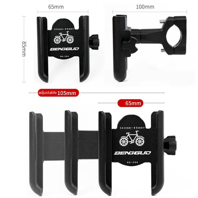 BENGGUO Bicycle Aluminum Alloy Mobile Phone Holder Electric Motorcycle Anti-Vibration Navigation Fixed Mobile Phone Holder Riding Equipment, Style:Handlebar Installation(Titanium) - Holders by BENGGUO | Online Shopping South Africa | PMC Jewellery | Buy Now Pay Later Mobicred