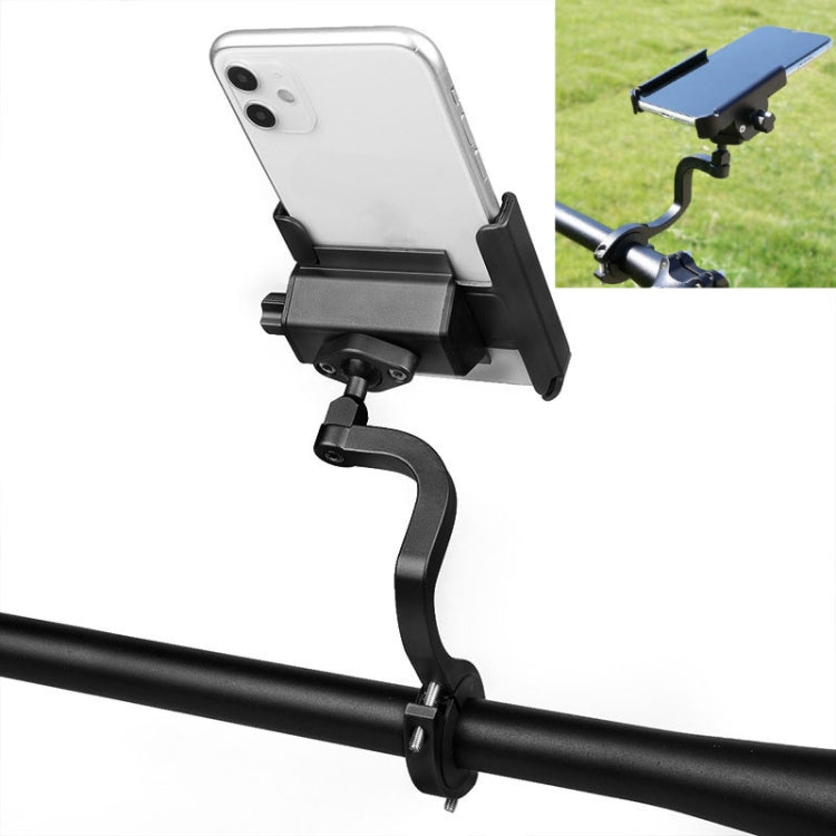 CYCLINGBOX Aluminum Alloy Mobile Phone Holder Bicycle Riding Takeaway Rotatable Metal Mobile Phone Bracket, Style:Heightened Handlebar Installation(Black) - Holders by CYCLINGBOX | Online Shopping South Africa | PMC Jewellery | Buy Now Pay Later Mobicred