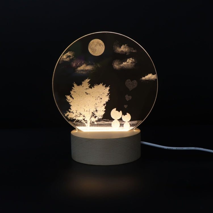 3D Atmosphere Decorative Light Acrylic Inner Carved LED Night Light Creative Girl Table Lamp(Tree Cat) - Novelty Lighting by PMC TechLife | Online Shopping South Africa | PMC TechLife | Buy Now Pay Later Mobicred