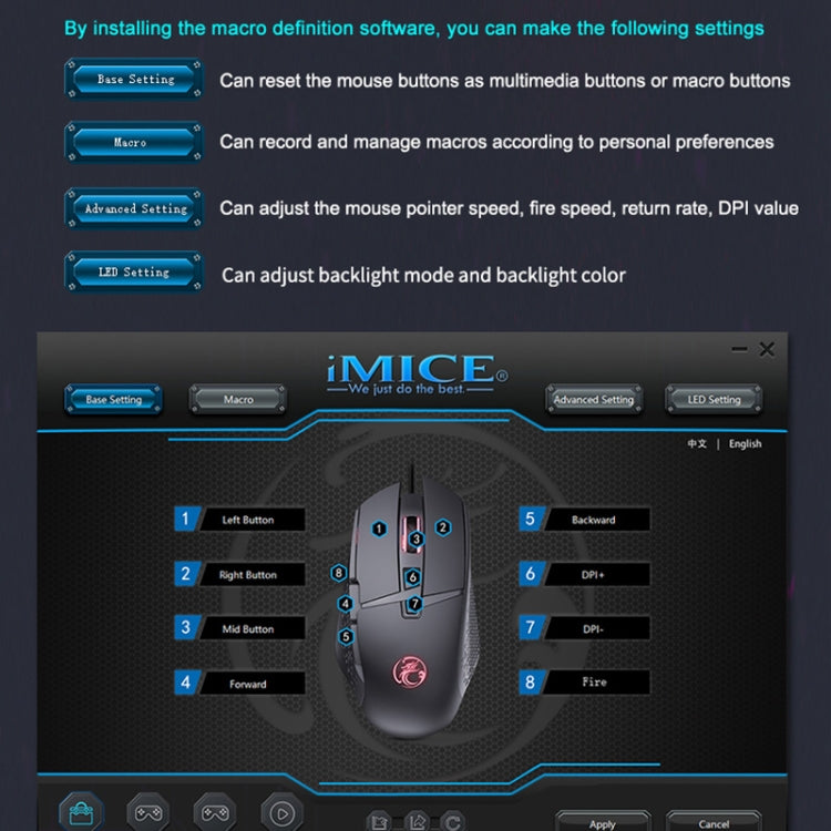 iMICE T91 8 Keys 7200DPI USB Wired Luminous Gaming Mouse, Cable Length: 1.8m - free shipping - PMC TechLife - Order now!