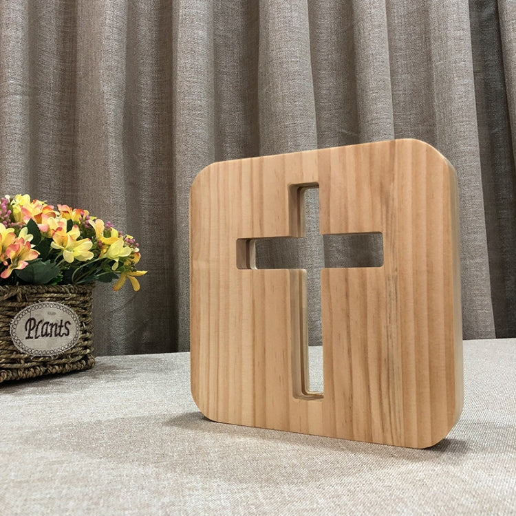 2.5W Cross Pine Craft Table Lamp Wooden LED Night Light(Warm White Light) - Novelty Lighting by PMC TechLife | Online Shopping South Africa | PMC TechLife