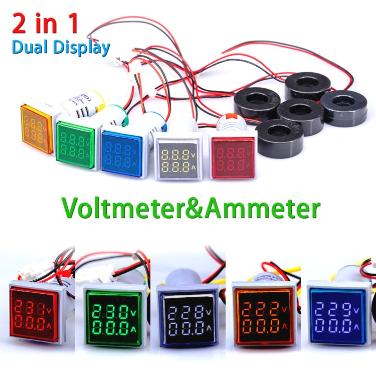 AD16-22FVA Square Signal Indicator Type Mini Digital Display AC Voltage And Current Meter(Yellow) - Current & Voltage Tester by PMC Jewellery | Online Shopping South Africa | PMC Jewellery