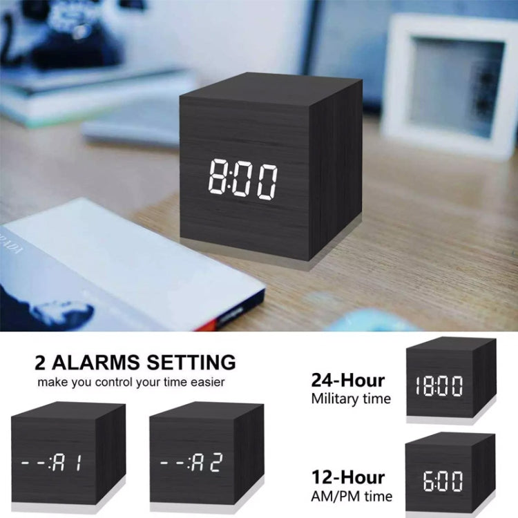 Multicolor Sounds Control Wooden Clock Modern Digital LED Desk Alarm Clock Thermometer Timer Black Red - Alarm Clocks by PMc TechLife | Online Shopping South Africa | PMc TechLife | Buy Now Pay Later Mobicred