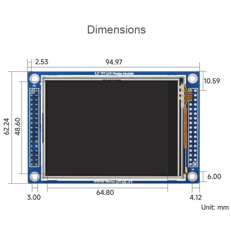 Waveshare 16498 3.2inch 320x240 Pixels Touch LCD (D), With Touch Panel And Stand-Alone Controllers - free shipping - PMC TechLife - Order now!
