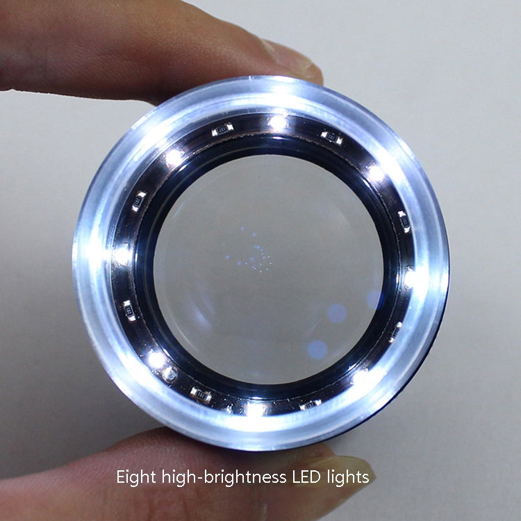 8 LED Lights 3 Groups Of Optical Glass HD With Scale 10 Times Magnifying Glass, Specification: Complex Scale Board - Hand Held Style by PMC Jewellery | Online Shopping South Africa | PMC Jewellery | Buy Now Pay Later Mobicred