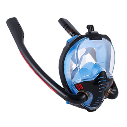 Snorkeling Mask Double Tube Silicone Full Dry Diving Mask Adult Swimming Mask Diving Goggles, Size: S/M(Black/Blue) - Diving Mask by PMC Jewellery | Online Shopping South Africa | PMC Jewellery | Buy Now Pay Later Mobicred